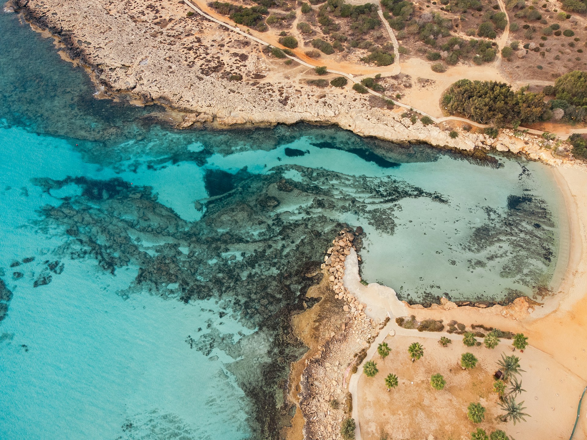 aerial view of a beach in cyprus
